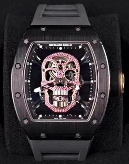 Replica Richard Mille RM 52-01 Red Diamonds Skull Tourbillon Watch